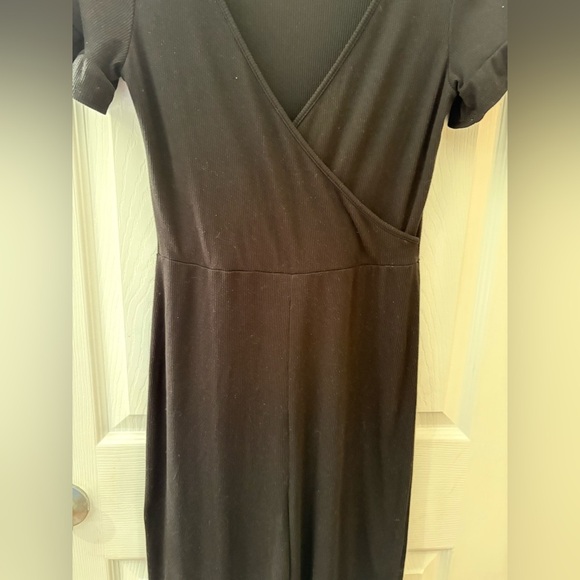 See you Monday Anthropologie jumpsuit wide leg ribbed black short sleeve size M - Picture 4 of 13